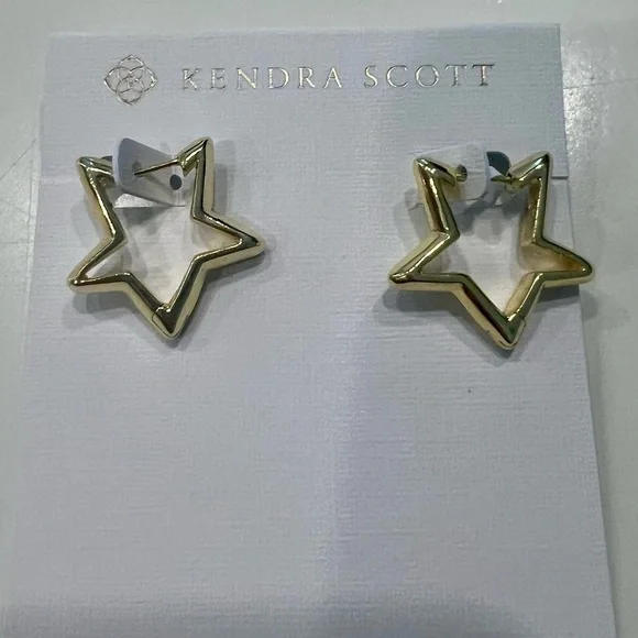 NWT-Kendra Scott Star Huggie Earrings in Gold - Picture 6 of 10